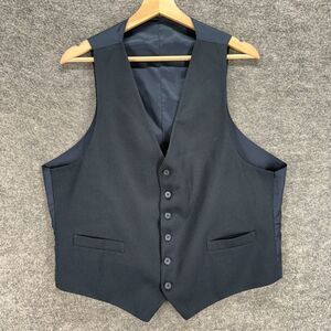 Unbranded Suit Vest Men 44 Blue Button Up V-Neck Sleeveless Pockets Casual